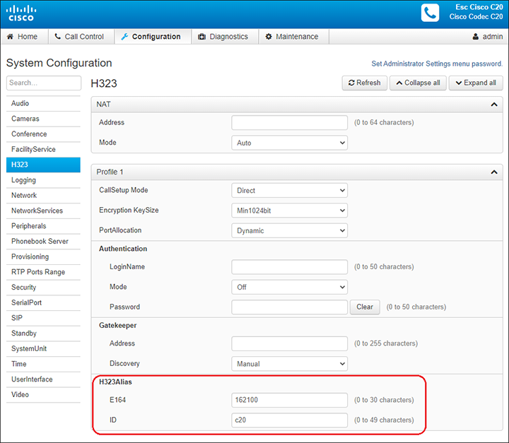 Cisco System Configuration window